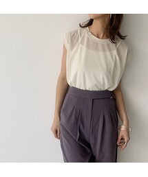 Lavish Gate | nh-tops-04037　日本製　シアープルオーバー　ホワイト　ベージュ(Tシャツ/カットソー)