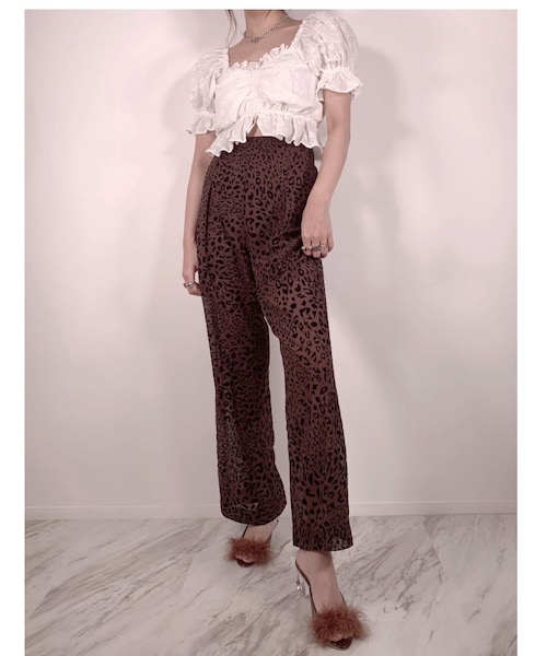 トップス FICTION TOKYO Leopard pattern blouse FICTION TOKYO Leopard pattern blouse