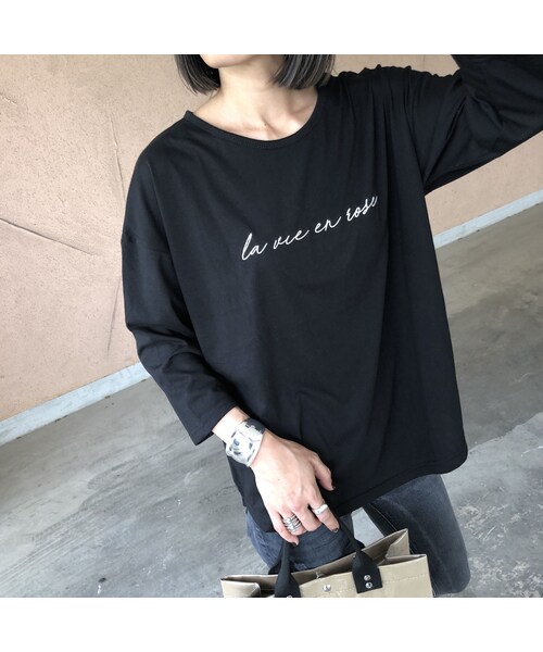 copine（コピン）の「ほどよいゆるっと感！刺繍ロゴ７分袖Tシャツ(2color)【クリックポスト対象商品】（Tシャツ/カットソー・レディース・その他）」の5枚目の写真