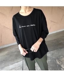 copine | ほどよいゆるっと感！刺繍ロゴ７分袖Tシャツ(2color)【クリックポスト対象商品】(Tシャツ/カットソー)