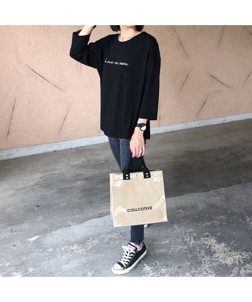 copine（コピン）の「ほどよいゆるっと感！刺繍ロゴ７分袖Tシャツ(2color)【クリックポスト対象商品】（Tシャツ/カットソー・レディース・その他）」の7枚目の写真