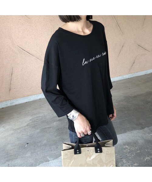 copine（コピン）の「ほどよいゆるっと感！刺繍ロゴ７分袖Tシャツ(2color)【クリックポスト対象商品】（Tシャツ/カットソー・レディース・その他）」の9枚目の写真