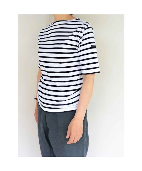 SAINT JAMES（セントジェームス）の「SAINT JAMES(セントジェームス) PIRIAC 半袖Tシャツ NEIGE/NOIR（Tシャツ/カットソー・レディース・その他）」の2枚目の写真