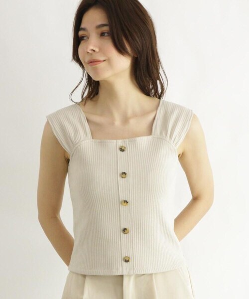 OZOC（オゾック）の「[洗える]ノースリ前ボタンプルオーバー（トップス・レディース・ナチュラル(050)/ベージュ(052)/ダークブラウン(043)・38(M)）」の4枚目の写真