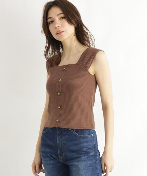 OZOC（オゾック）の「[洗える]ノースリ前ボタンプルオーバー（トップス・レディース・ナチュラル(050)/ベージュ(052)/ダークブラウン(043)・38(M)）」の3枚目の写真