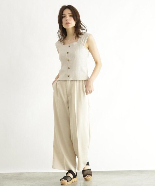 OZOC（オゾック）の「[洗える]ノースリ前ボタンプルオーバー（トップス・レディース・ナチュラル(050)/ベージュ(052)/ダークブラウン(043)・38(M)）」の21枚目の写真