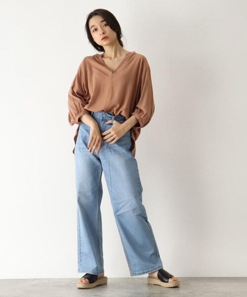 OZOC(オゾック)の「バックシャン麻混ブラウス(トップス・レディース・ライトベージュ(051)/カーキ(027)/タバコブラウン(054)・38(M))」の20枚目の写真