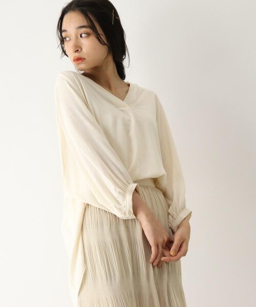 OZOC(オゾック)の「バックシャン麻混ブラウス(トップス・レディース・ライトベージュ(051)/カーキ(027)/タバコブラウン(054)・38(M))」の16枚目の写真