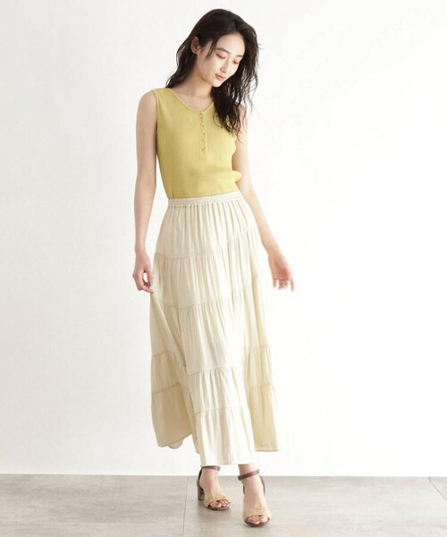 OZOC（オゾック）の「[洗える]GIZA COTTON 2wayリブインナー（トップス・レディース・ライトベージュ(051)/ブラウン(042)/オリーブグリーン(026)/ブラック(019)・26(S)/38(M)/50(L)）」の14枚目の写真