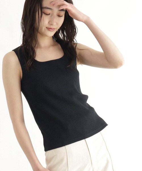 OZOC（オゾック）の「[洗える]GIZA COTTON 2wayリブインナー（トップス・レディース・ライトベージュ(051)/ブラウン(042)/オリーブグリーン(026)/ブラック(019)・26(S)/38(M)/50(L)）」の12枚目の写真