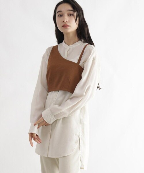 OZOC（オゾック）の「[洗える]アシンメトリービスチェ（トップス・レディース・ナチュラル(050)/ブラウン(042)・38(M)）」の2枚目の写真