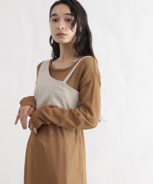 OZOC（オゾック）の「[洗える]アシンメトリービスチェ（トップス・レディース・ナチュラル(050)/ブラウン(042)・38(M)）」の11枚目の写真