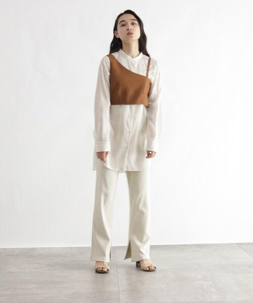 OZOC（オゾック）の「[洗える]アシンメトリービスチェ（トップス・レディース・ナチュラル(050)/ブラウン(042)・38(M)）」の12枚目の写真