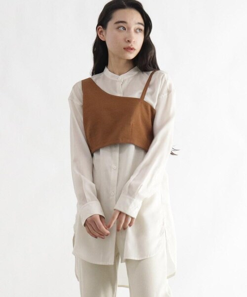 OZOC（オゾック）の「[洗える]アシンメトリービスチェ（トップス・レディース・ナチュラル(050)/ブラウン(042)・38(M)）」の3枚目の写真