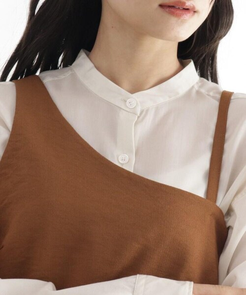 OZOC（オゾック）の「[洗える]アシンメトリービスチェ（トップス・レディース・ナチュラル(050)/ブラウン(042)・38(M)）」の8枚目の写真