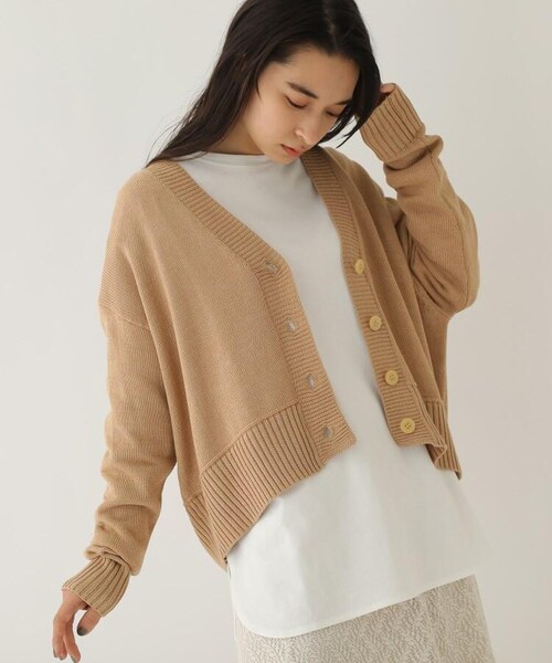 OZOC（オゾック）の「[洗える]ショートカーディガン（トップス・レディース・オフホワイト(003)/ベージュ(052)/パープル(080)・38(M)）」の2枚目の写真