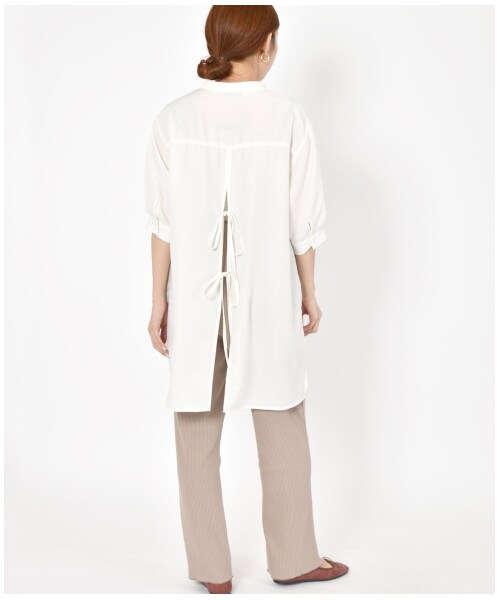 w closet（ダブルクローゼット）の「ワイドリブ配色メローパンツ（パンツ・レディース・アイボリー/Sグレー/グレージュ/サックス/グリーン/スミクロ・FREE/M/L）」の16枚目の写真