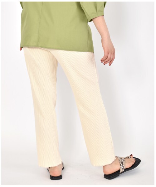 w closet（ダブルクローゼット）の「ワイドリブ配色メローパンツ（パンツ・レディース・アイボリー/Sグレー/グレージュ/サックス/グリーン/スミクロ・FREE/M/L）」の8枚目の写真