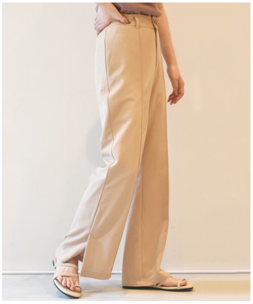 w closet（ダブルクローゼット）の「カットジョーゼットセミフレアパンツ（パンツ・レディース・Lベージュ/モスカーキ/ブラウン/アカチャ/ブラック・FREE/M/L）」の12枚目の写真