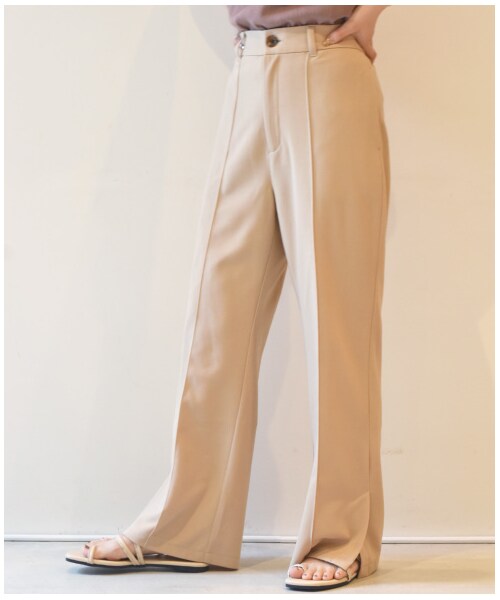 w closet（ダブルクローゼット）の「カットジョーゼットセミフレアパンツ（パンツ・レディース・Lベージュ/モスカーキ/ブラウン/アカチャ/ブラック・FREE/M/L）」の14枚目の写真