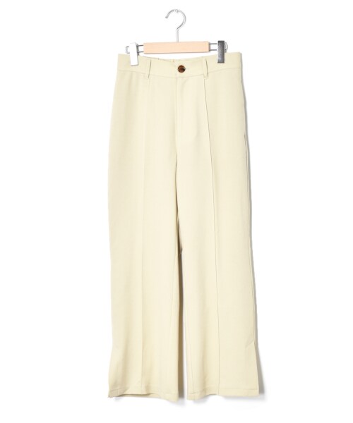 w closet（ダブルクローゼット）の「カットジョーゼットセミフレアパンツ（パンツ・レディース・Lベージュ/モスカーキ/ブラウン/アカチャ/ブラック・FREE/M/L）」の4枚目の写真