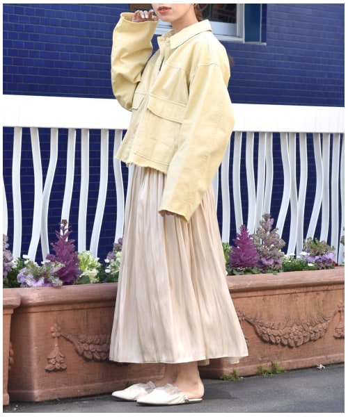 w closet（ダブルクローゼット）の「シャイニーサテン×チュール リバーシブルスカート（スカート・レディース・エクリュ/Sグレー/Lモカ/サックス/ミント/ブラウン・FREE）」の21枚目の写真