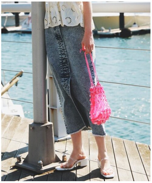 w closet（ダブルクローゼット）の「前ステッチタイトスカート（スカート・レディース・ブリーチ/ブルー/ケミカルブルー・FREE/M/L）」の4枚目の写真