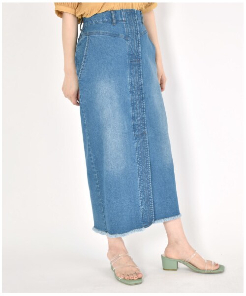 w closet（ダブルクローゼット）の「前ステッチタイトスカート（スカート・レディース・ブリーチ/ブルー/ケミカルブルー・FREE/M/L）」の6枚目の写真