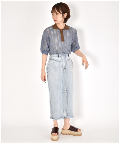 w closet（ダブルクローゼット）の「前ステッチタイトスカート（スカート・レディース・ブリーチ/ブルー/ケミカルブルー・FREE/M/L）」の13枚目の写真