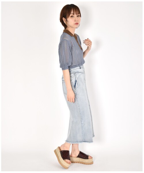 w closet（ダブルクローゼット）の「前ステッチタイトスカート（スカート・レディース・ブリーチ/ブルー/ケミカルブルー・FREE/M/L）」の17枚目の写真