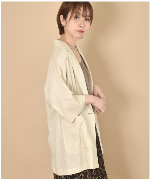 w closet（ダブルクローゼット）の「ハーフスリーブテーラードジャケット（ジャケット/アウター・レディース・Lベージュ/グレージュ/Dオレンジ・FREE/M/L）」の8枚目の写真