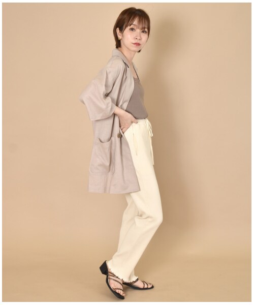 w closet（ダブルクローゼット）の「ハーフスリーブテーラードジャケット（ジャケット/アウター・レディース・Lベージュ/グレージュ/Dオレンジ・FREE/M/L）」の19枚目の写真