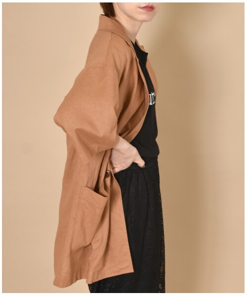 w closet（ダブルクローゼット）の「ハーフスリーブテーラードジャケット（ジャケット/アウター・レディース・Lベージュ/グレージュ/Dオレンジ・FREE/M/L）」の22枚目の写真