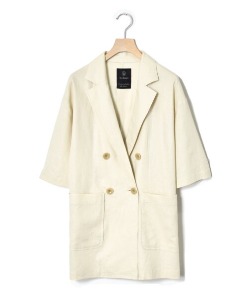 w closet（ダブルクローゼット）の「ハーフスリーブテーラードジャケット（ジャケット/アウター・レディース・Lベージュ/グレージュ/Dオレンジ・FREE/M/L）」の2枚目の写真