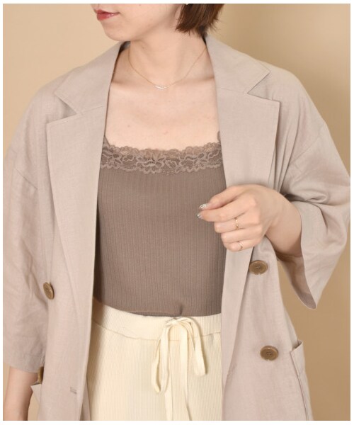 w closet（ダブルクローゼット）の「ハーフスリーブテーラードジャケット（ジャケット/アウター・レディース・Lベージュ/グレージュ/Dオレンジ・FREE/M/L）」の15枚目の写真