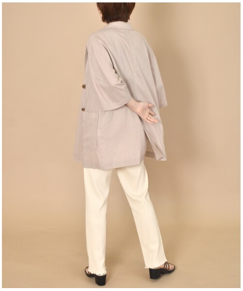 w closet（ダブルクローゼット）の「ハーフスリーブテーラードジャケット（ジャケット/アウター・レディース・Lベージュ/グレージュ/Dオレンジ・FREE/M/L）」の16枚目の写真