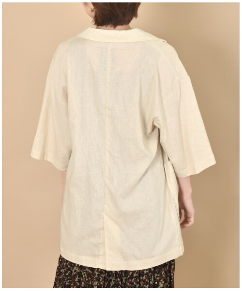 w closet（ダブルクローゼット）の「ハーフスリーブテーラードジャケット（ジャケット/アウター・レディース・Lベージュ/グレージュ/Dオレンジ・FREE/M/L）」の10枚目の写真