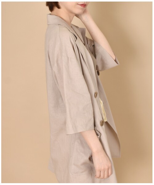 w closet（ダブルクローゼット）の「ハーフスリーブテーラードジャケット（ジャケット/アウター・レディース・Lベージュ/グレージュ/Dオレンジ・FREE/M/L）」の17枚目の写真