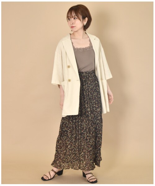 w closet（ダブルクローゼット）の「ハーフスリーブテーラードジャケット（ジャケット/アウター・レディース・Lベージュ/グレージュ/Dオレンジ・FREE/M/L）」の7枚目の写真