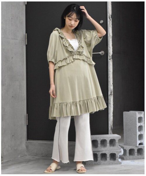 w closet（ダブルクローゼット）の「【Alley】フリルトップス（トップス・レディース・オリーブ/モカ/グリーン・FREE/M/L）」の7枚目の写真