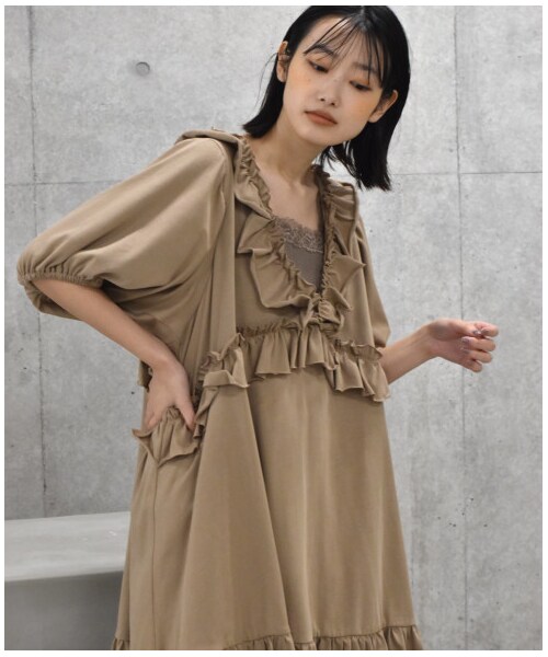 w closet（ダブルクローゼット）の「【Alley】フリルトップス（トップス・レディース・オリーブ/モカ/グリーン・FREE/M/L）」の18枚目の写真