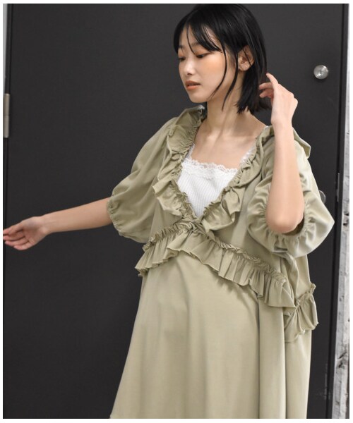 w closet（ダブルクローゼット）の「【Alley】フリルトップス（トップス・レディース・オリーブ/モカ/グリーン・FREE/M/L）」の12枚目の写真