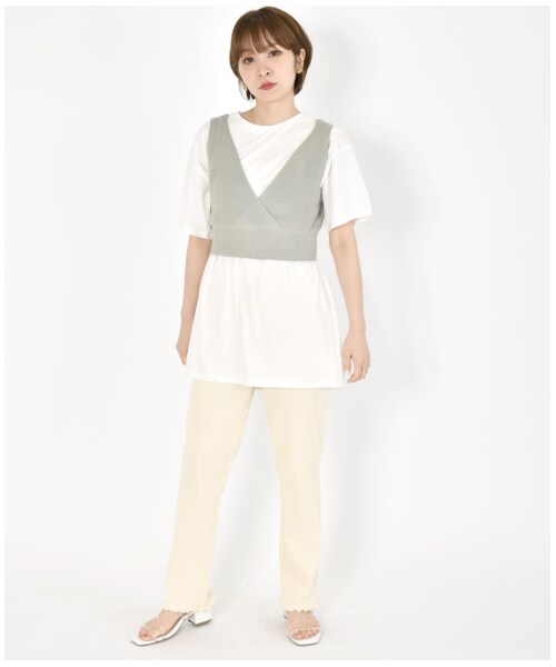 w closet（ダブルクローゼット）の「ビスチェ×BIGTシャツSET（トップス・レディース・ベージュ/ピンク/ミント・FREE/M/L）」の5枚目の写真