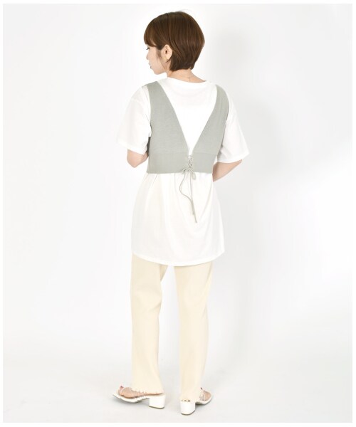 w closet（ダブルクローゼット）の「ビスチェ×BIGTシャツSET（トップス・レディース・ベージュ/ピンク/ミント・FREE/M/L）」の8枚目の写真