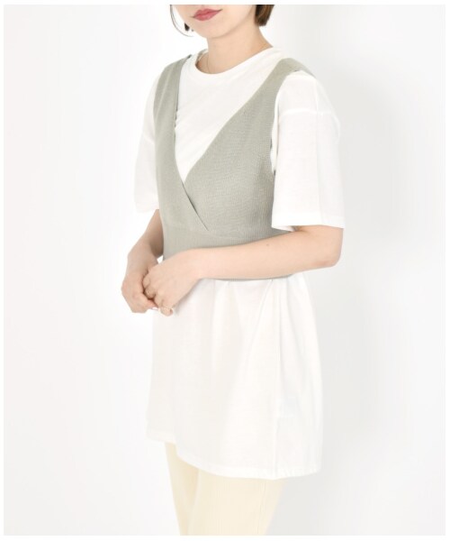 w closet（ダブルクローゼット）の「ビスチェ×BIGTシャツSET（トップス・レディース・ベージュ/ピンク/ミント・FREE/M/L）」の6枚目の写真