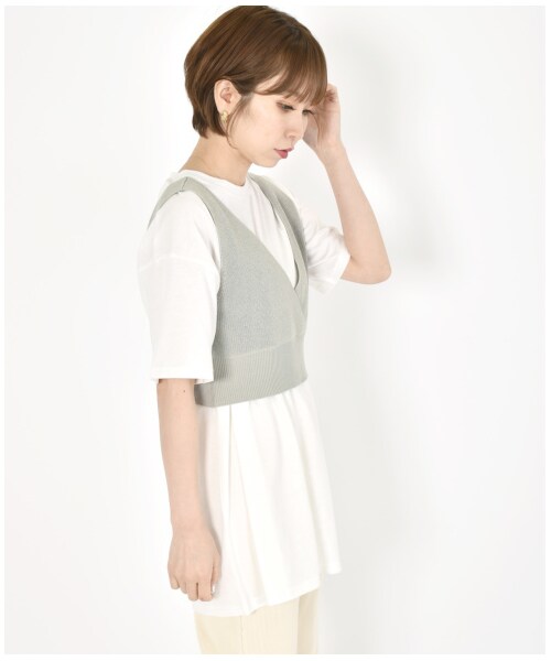 w closet（ダブルクローゼット）の「ビスチェ×BIGTシャツSET（トップス・レディース・ベージュ/ピンク/ミント・FREE/M/L）」の9枚目の写真