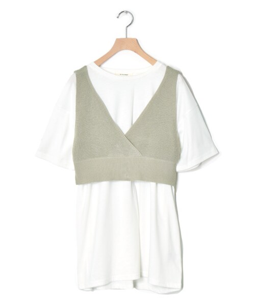 w closet（ダブルクローゼット）の「ビスチェ×BIGTシャツSET（トップス・レディース・ベージュ/ピンク/ミント・FREE/M/L）」の2枚目の写真