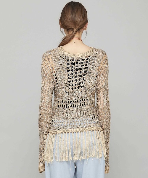 【Ameri】フリンジニット【ふみお】 Ameri（アメリ）の「スプレーミックスカラーフリンジニット（）」 - WEAR