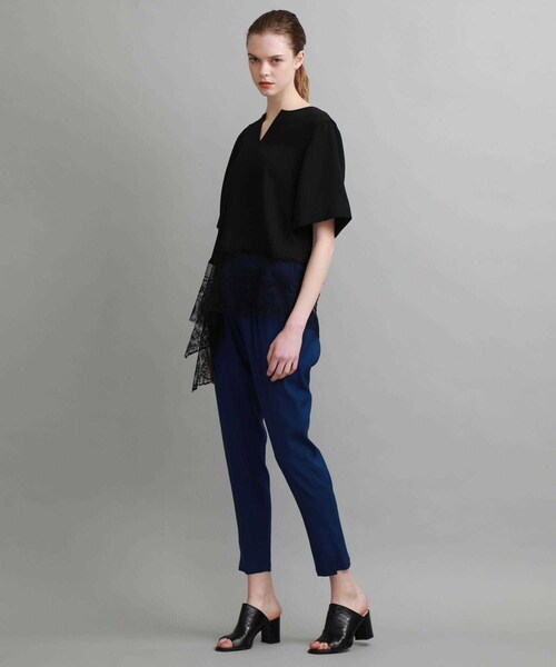 08sircus(ゼロエイトサーカス)の「ストレッチバックサテンジョッパーズパンツ(パンツ・レディース・BLACK/NAVY・0/1)」の2枚目の写真