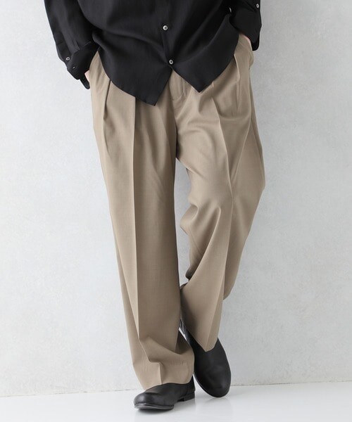 STUDIOUS(ステュディオス)の「SOLOTEX ワイドパンツ(パンツ・メンズ・BLACK/BEIGE・1/2/3)」の1枚目の写真